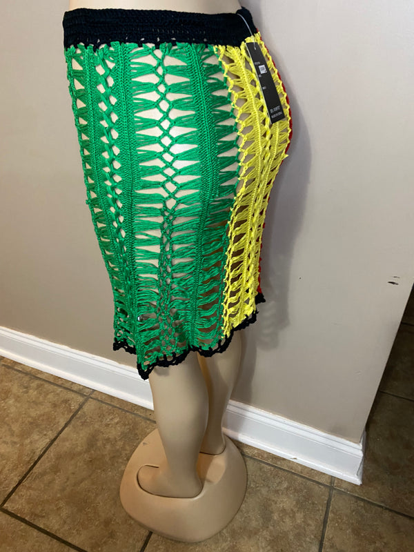 Rasta Skirt- Rasta knit Skirt Swim Cover - Free Size (S-XL)