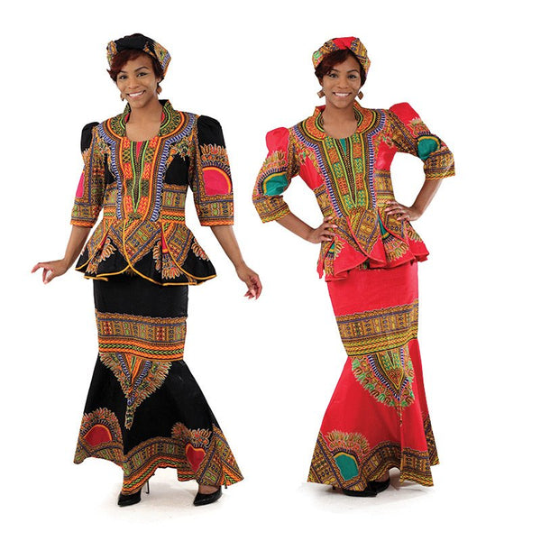 Skirt Set - African Queen Skirt Set in Dashiki Print - Afrocentric Boutique