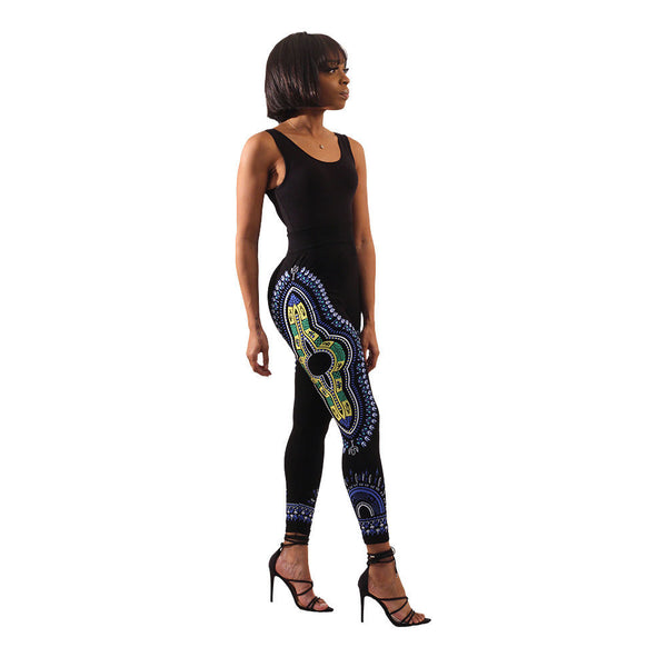 Leggings - Dashiki Print Leggings -Free Size - Afrocentric Boutique