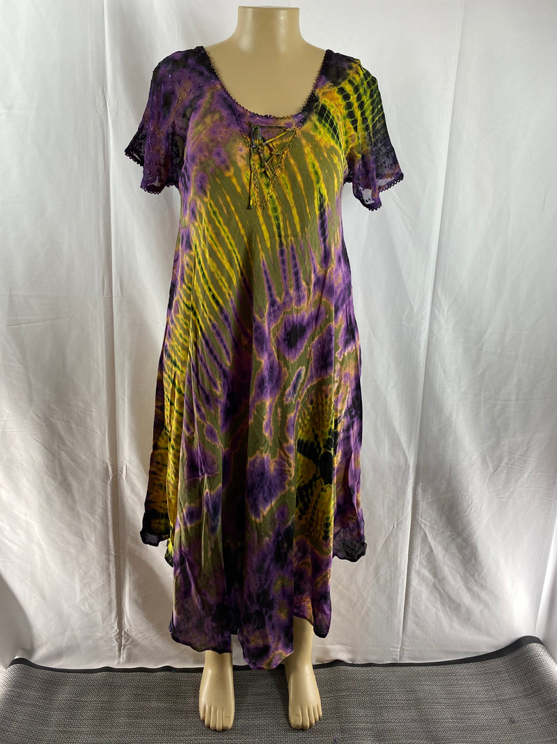 Dress Umbrella - Short sleeve Tie-Dye Umbrella Sundress - Afrocentric Boutique