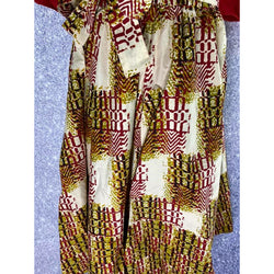 Red Prints - Ankara African print Maxi Skirt with matching headwrap