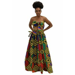 Maxi Skirt -Tribe Vibes - Ankara African print Maxi Skirt with matching headwrap - Afrocentric Boutique