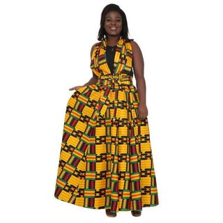 Maxi Skirt -Rasta Color Kitenge Print maxi skirt with matching head wrap - Afrocentric Boutique