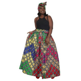 Maxi Skirt -Multi-Colored Checkerboard - Afrocentric Boutique