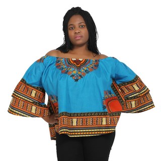 Women Tops - Belle Sleeve Dashiki Print Tops - Afrocentric Boutique