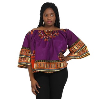 Women Tops - Belle Sleeve Dashiki Print Tops - Afrocentric Boutique