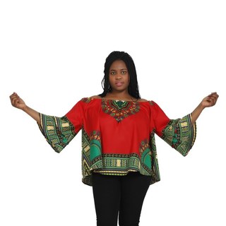 Women Tops - Belle Sleeve Dashiki Print Tops - Afrocentric Boutique