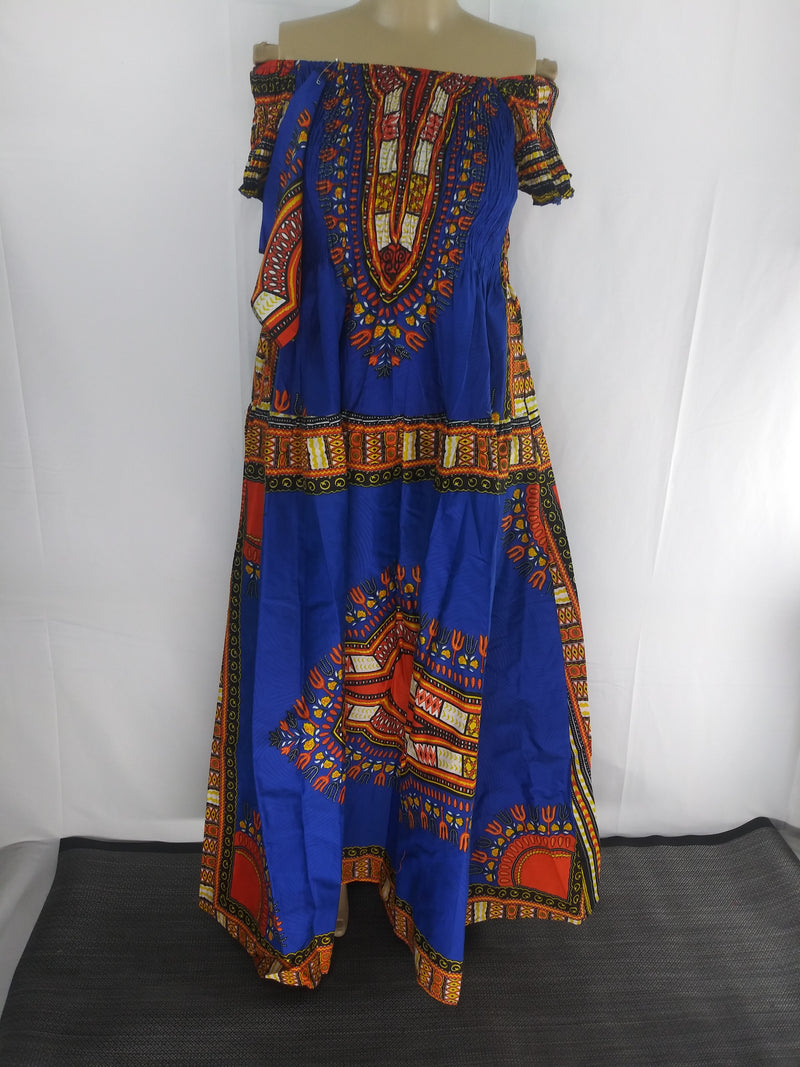 Dress- Maxi Dress in Dashiki Print with stretch top and matching head wrap