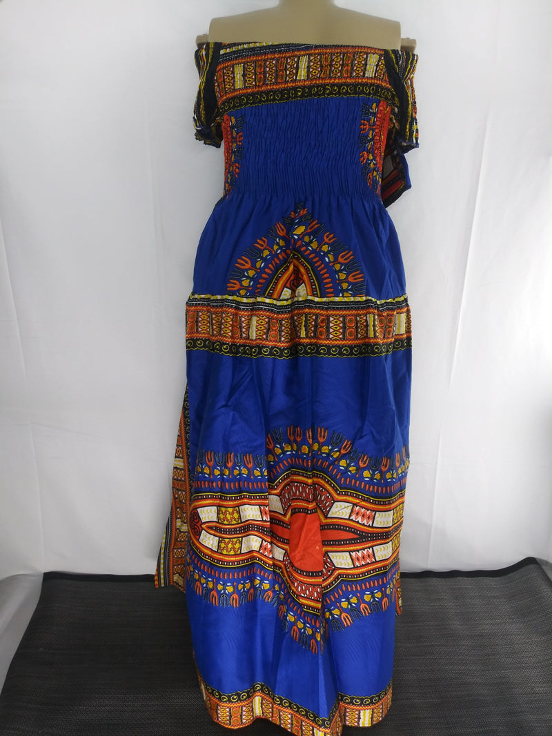 Dress- Maxi Dress in Dashiki Print with stretch top and matching head wrap