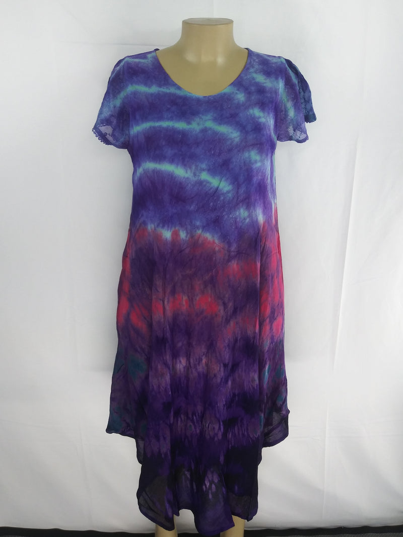 Dress Umbrella - Short sleeve Tie-Dye Umbrella Sundress - Afrocentric Boutique