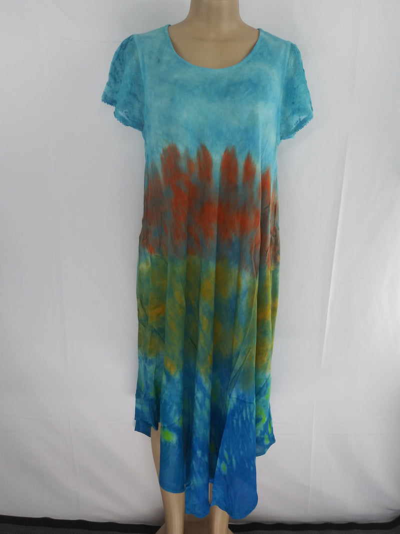 Dress Umbrella - Short sleeve Tie-Dye Umbrella Sundress - Afrocentric Boutique