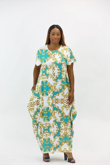 Dress - Art Work Maxi Dress - Loose fit Maxi Dress with Pockets - Afrocentric Boutique