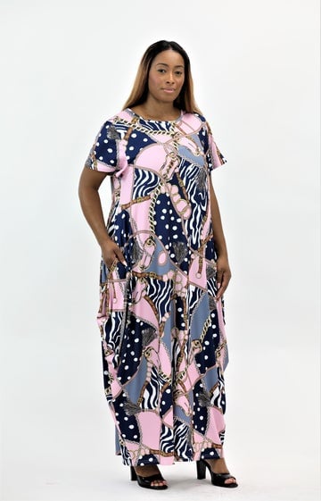 Dress - Art Work Maxi Dress - Loose fit Maxi Dress with Pockets - Afrocentric Boutique