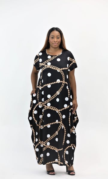 Dress - Art Work Maxi Dress - Loose fit Maxi Dress with Pockets - Afrocentric Boutique
