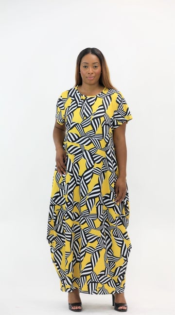 Dress - Art Work Maxi Dress - Loose fit Maxi Dress with Pockets - Afrocentric Boutique