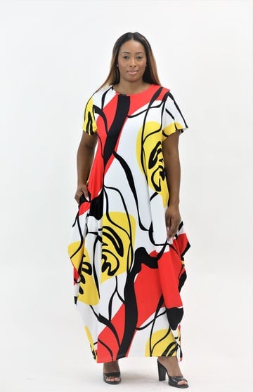 Dress - Art Work Maxi Dress - Loose fit Maxi Dress with Pockets - Afrocentric Boutique