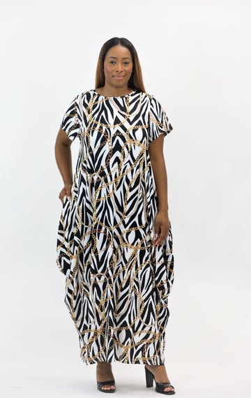 Dress - Art Work Maxi Dress - Loose fit Maxi Dress with Pockets - Afrocentric Boutique