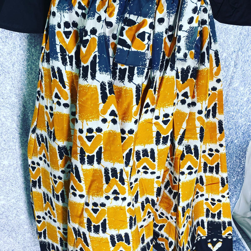 Golden - Ankara African print Maxi Skirt with matching headwrap 