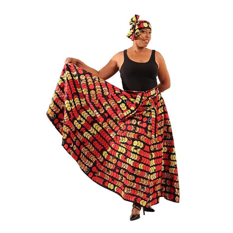 Ankara Maxi Skirt -African Festival Maxi Skirt with Matching head wrap