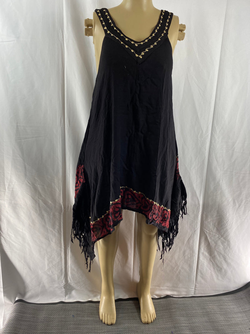 Dress (Summer) - Dip Side Tassel Sundress - Afrocentric Boutique