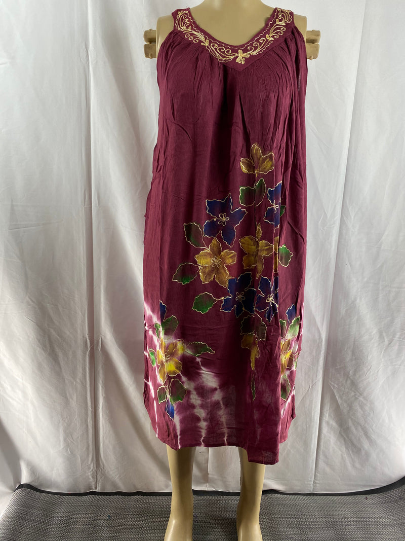 Dress Sun - Floral Burst Tie-Dye Sleeveless Sundress - Afrocentric Boutique