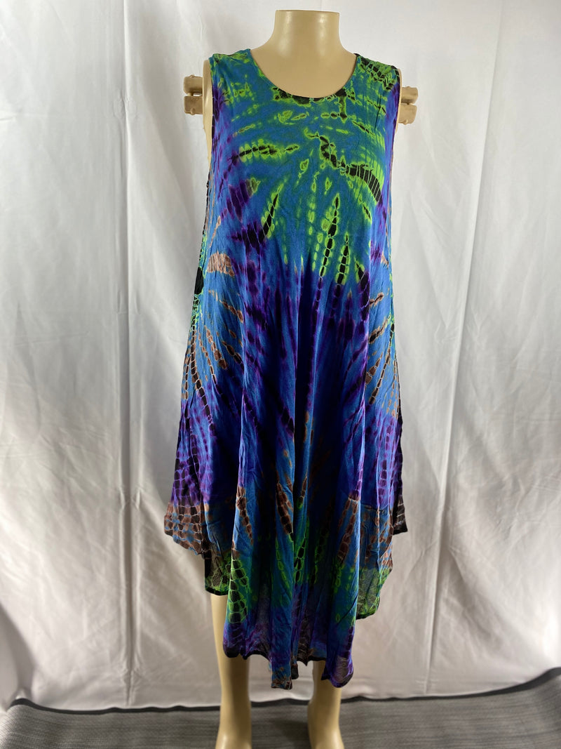 Dress - Sleeveless Tie-Dye Umbrella Sundress - Afrocentric Boutique