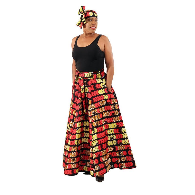 Festival - Ankara African print Maxi Skirt with matching headwrap 