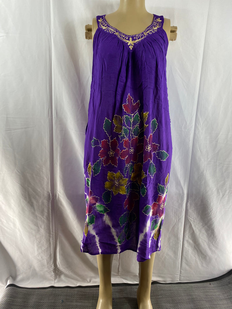 Dress Sun - Floral Burst Tie-Dye Sleeveless Sundress - Afrocentric Boutique