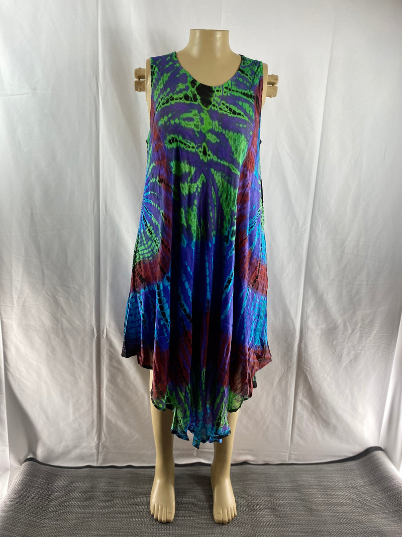 Dress - Sleeveless Tie-Dye Umbrella Sundress - Afrocentric Boutique