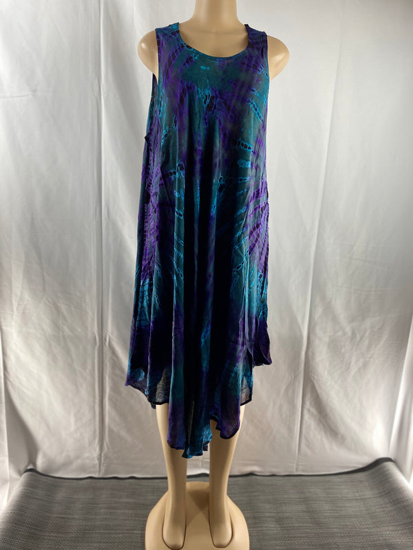 Sleeveless Tie-Dye Umbrella Sundress