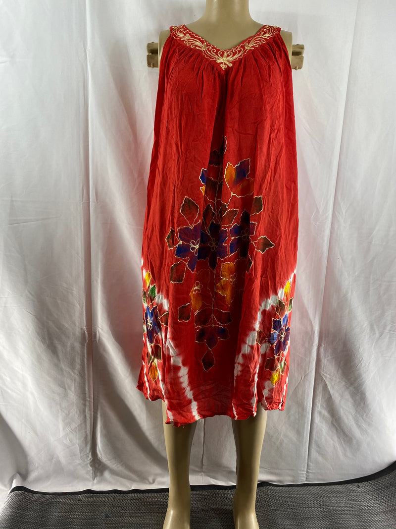 Dress Sun - Floral Burst Tie-Dye Sleeveless Sundress - Afrocentric Boutique