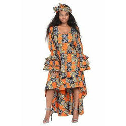 Tribal Hi/Low Dress With Matching Head Wrap