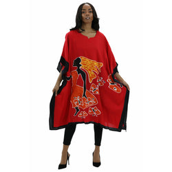 Kaftan - African Lady walking on Butterflies Print Kaftan with Matching Head Wrap - Afrocentric Boutique