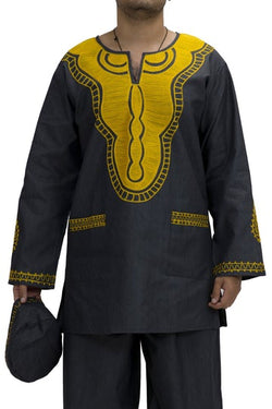 Men's Set 2187- Embroidered Men African 3pc Pant Suit - Afrocentric Boutique