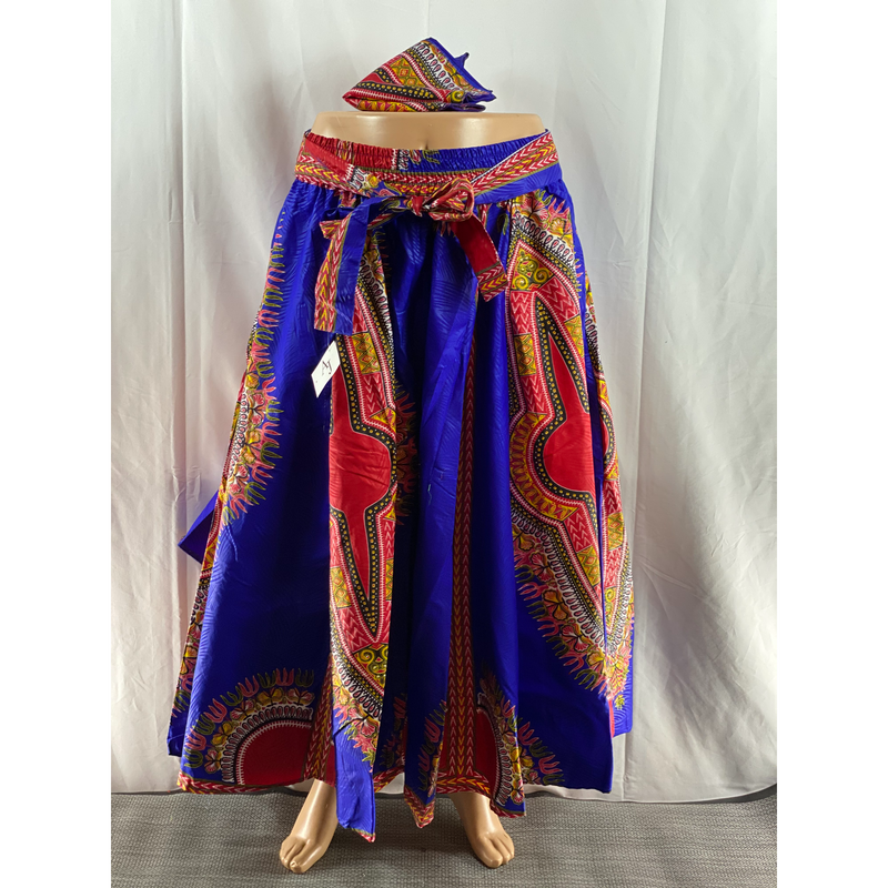 Maxi Skirt - Dashiki Print Ankara Maxi Skirts with matching Head wraps - Afrocentric Boutique