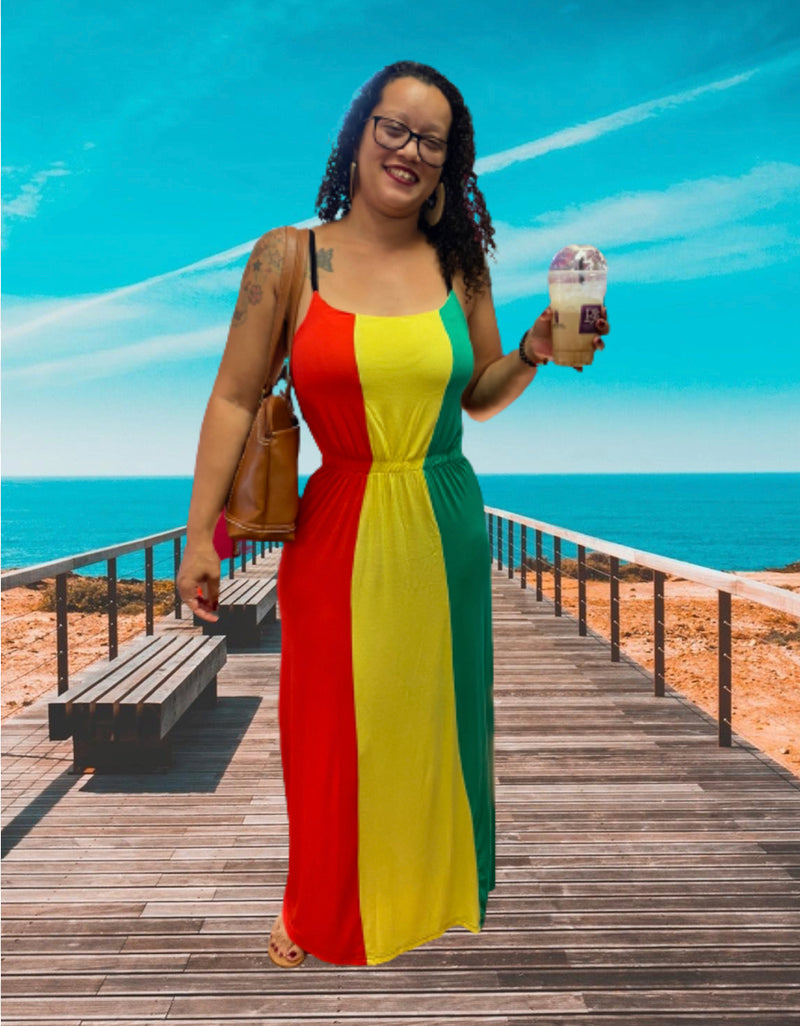 Rasta Dress- Rasta Girl chinch waist maxi dress -Plus Free Size - Afrocentric Boutique