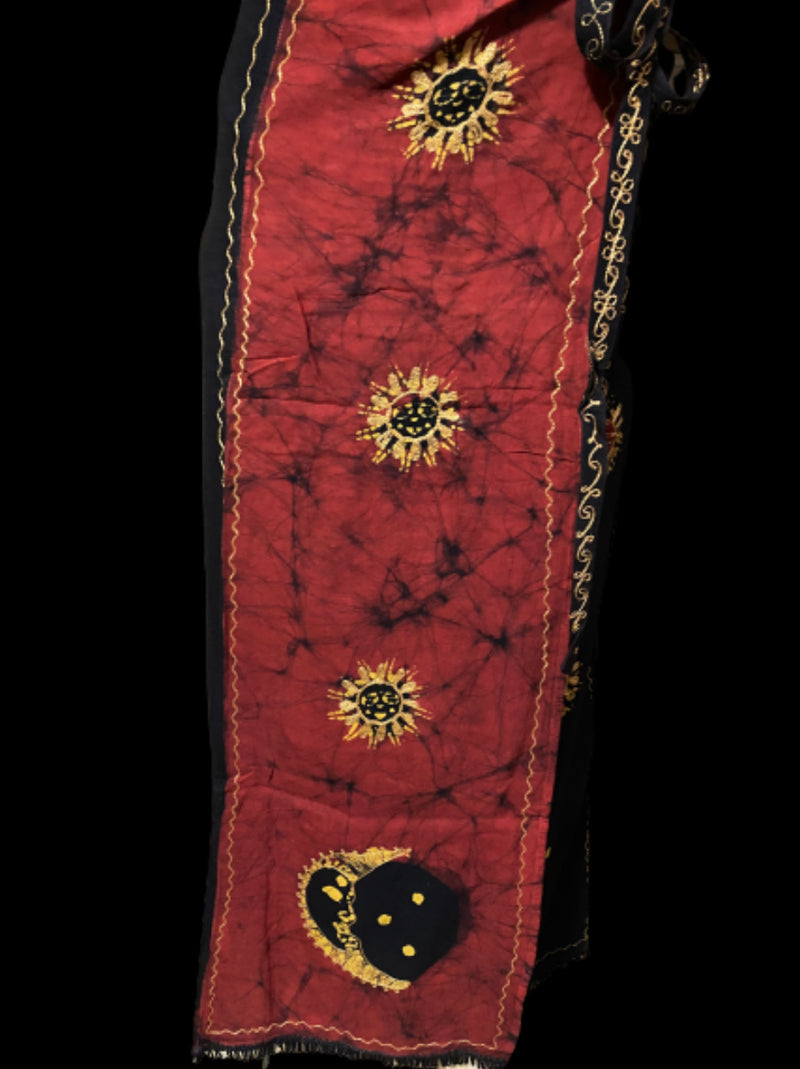 Women Sets- Moon Goddess wrap skirt set (plus) Red/black - Afrocentric Boutique