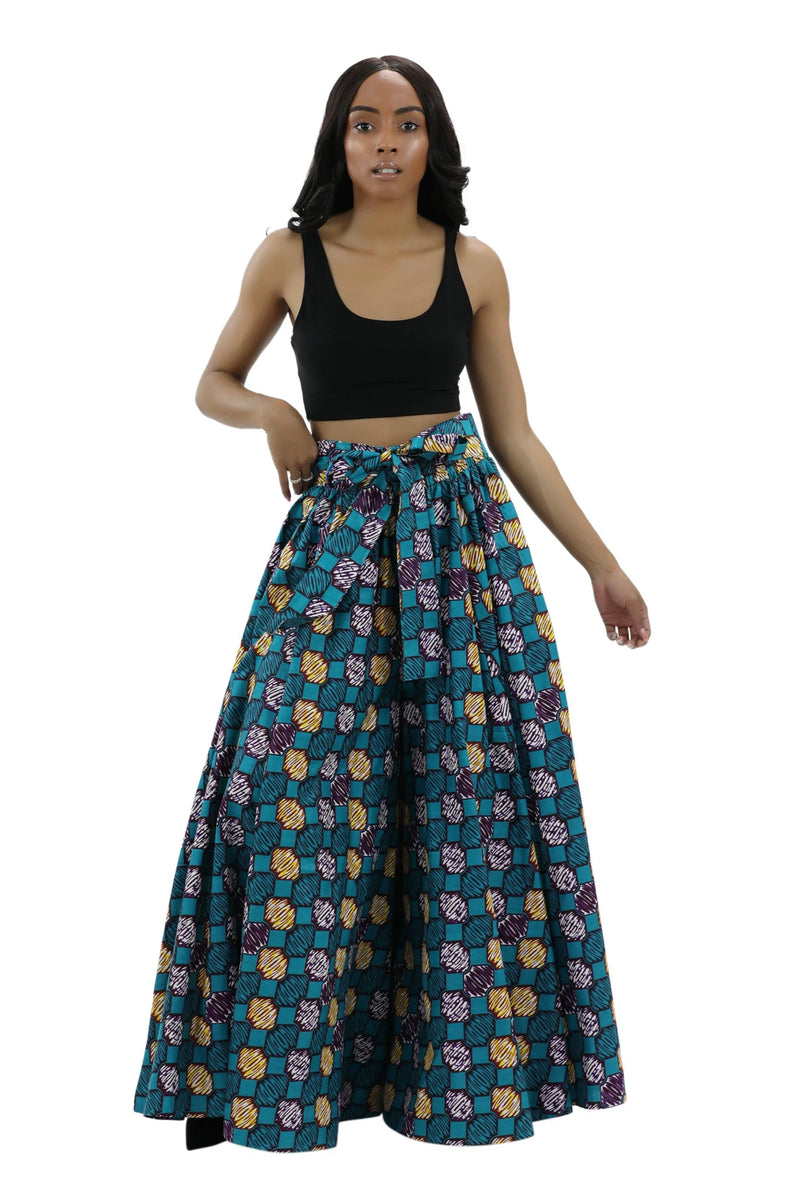 Pants Palazzo Collection- Ankara African print wide legged palazzo pants with matching headwrap - Afrocentric Boutique