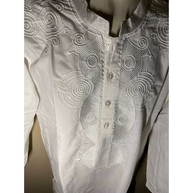 Men’s Top- Kurta/Dashiki -Full length - solid color with embroidery - Afrocentric Boutique