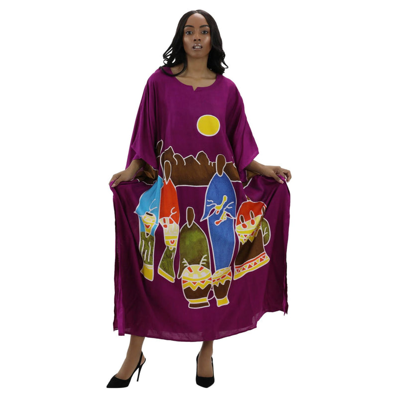 Kaftan - Family day out Print Kaftan with Matching Head Wrap
