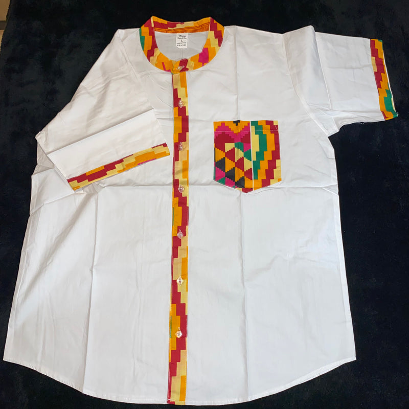 Men's Top- Ankara Trimmed African Top