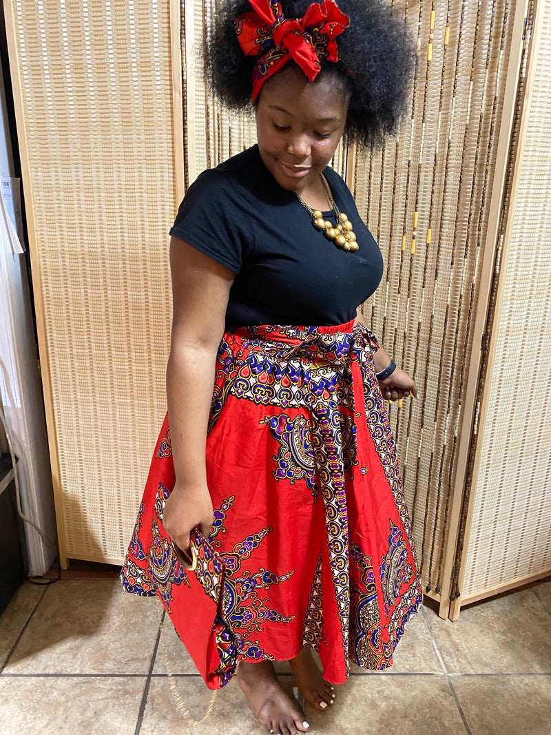 Midi Skirt Sets - Star Power MIDI Skirt Set - with matching head wrap and purse - Afrocentric Boutique