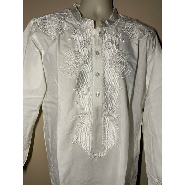 Men’s Top- Kurta/Dashiki -Full length - solid color with embroidery - Afrocentric Boutique