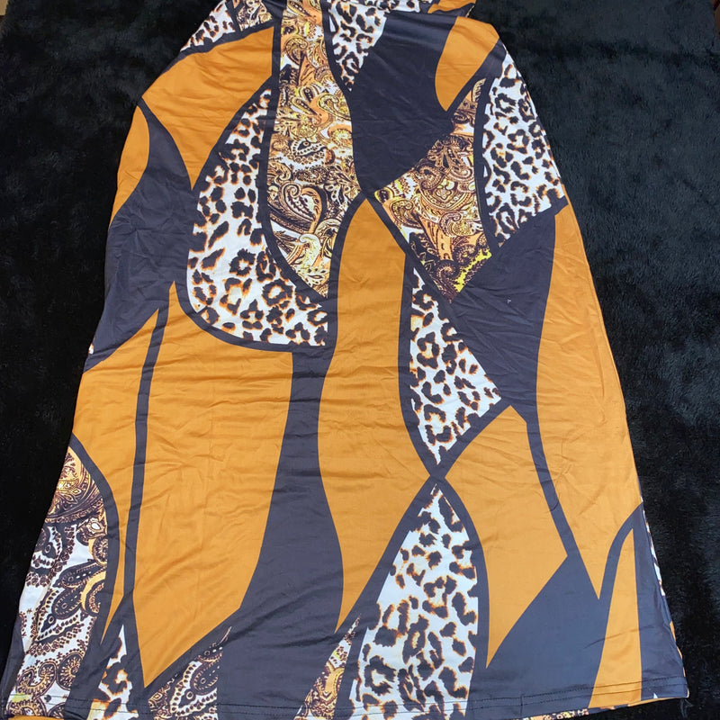 Dress- Maxi Bodycon- Cheetah and block print Maxi Dress