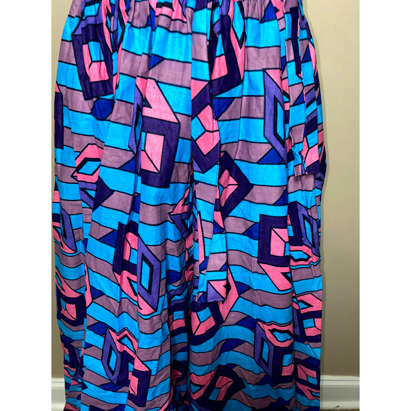 Maxi Skirt - Abstract - Ankara African print Maxi Skirt with matching headwrap - Afrocentric Boutique