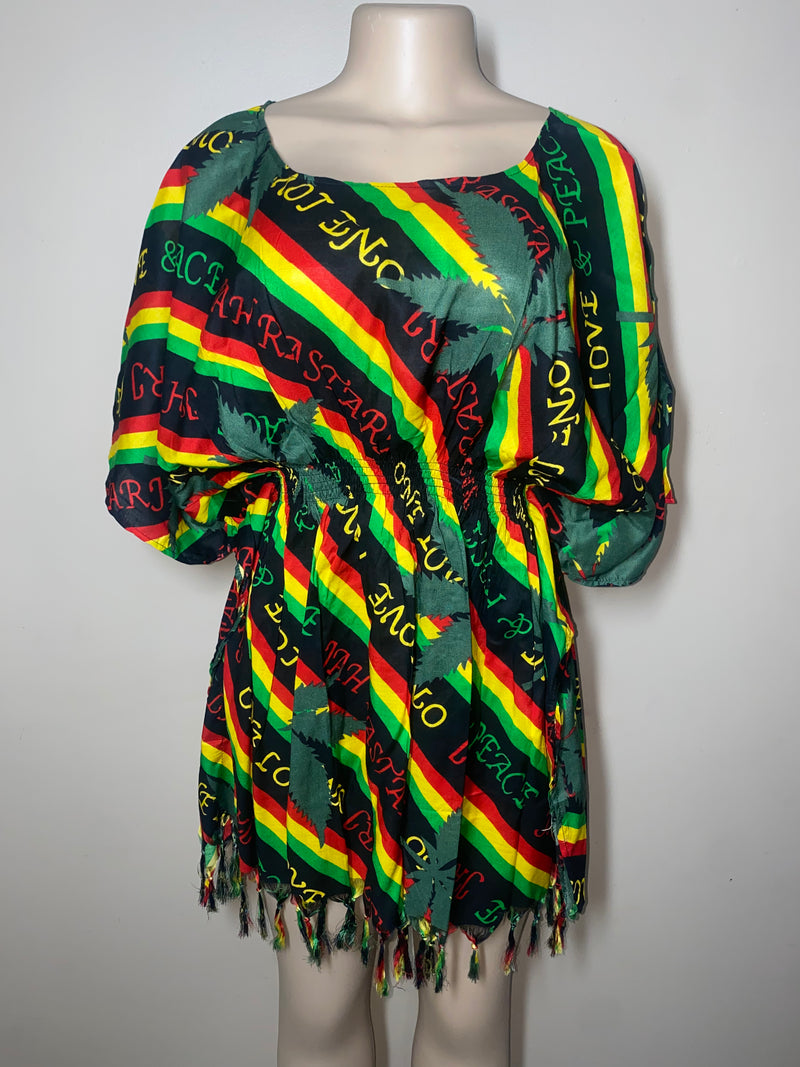 Tops women - Rasta Fringe Shirt/Dress- Bob Marley Reggae - Afrocentric Boutique