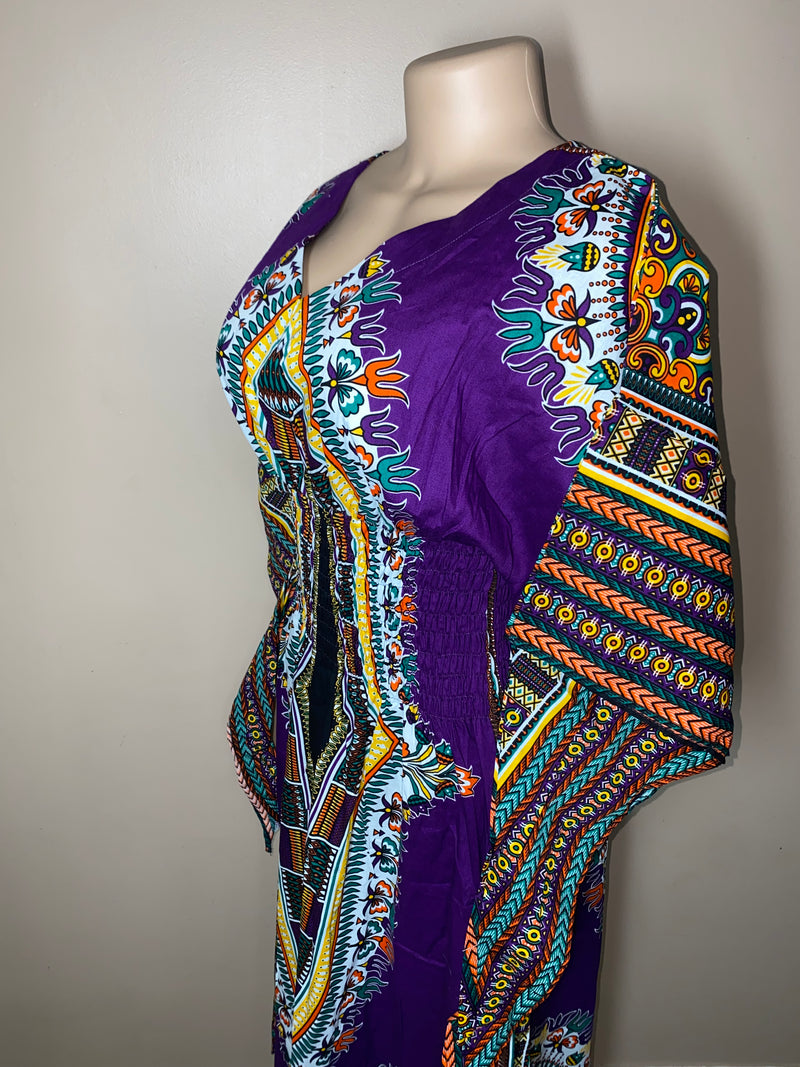 Dress Maxi- Soul Sistah Butterfly Sleeve Tribal Dashiki Print Dress