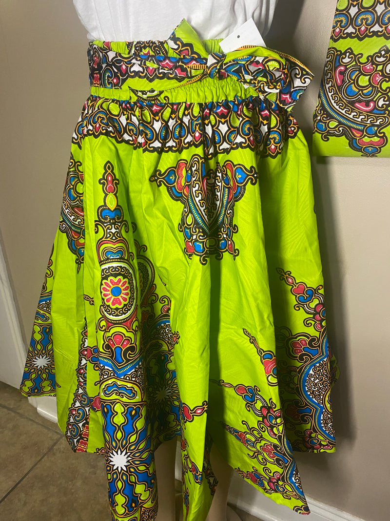 Midi Skirt Sets - Star Power MIDI Skirt Set - with matching head wrap and purse - Afrocentric Boutique