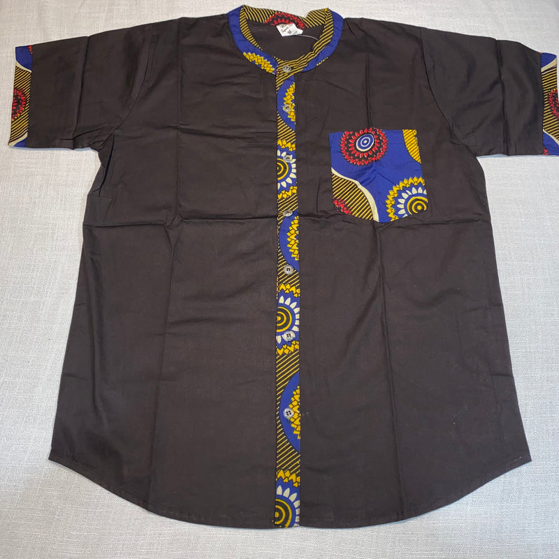 Men's Top- Ankara Trimmed African Top