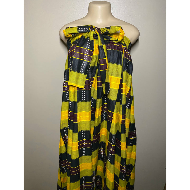 Maxi Skirt- Kente Block Print maxi skirt with matching head wrap - Afrocentric Boutique